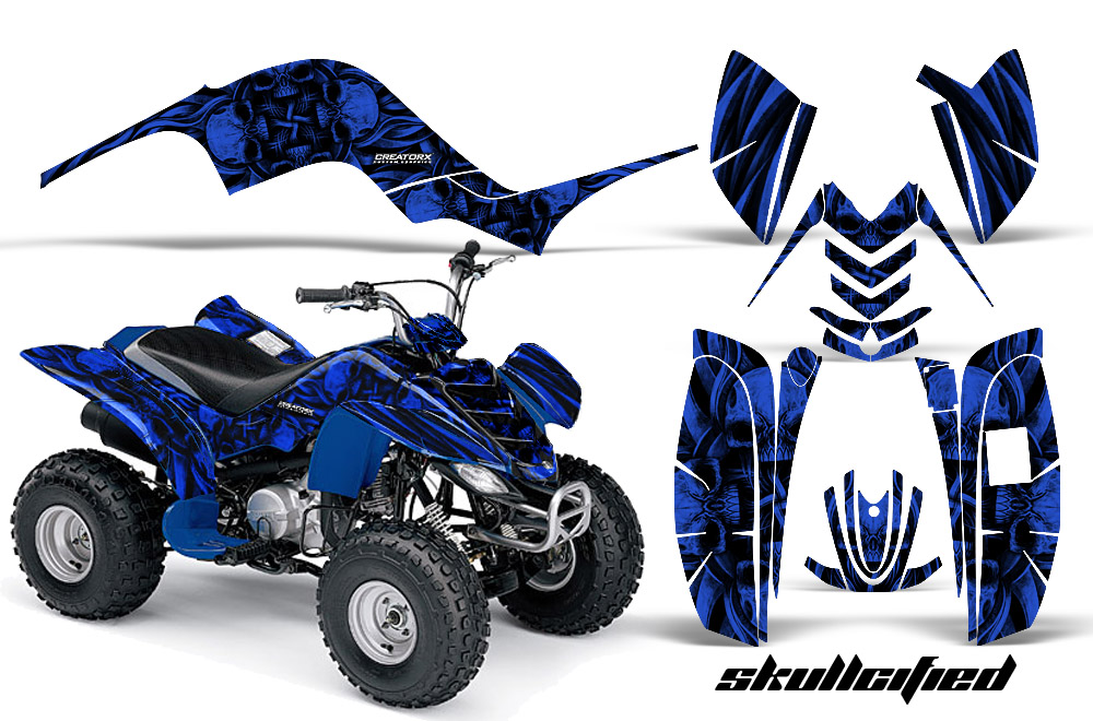 Yamaha Raptor 80 Graphics Kit Skullcified Blue